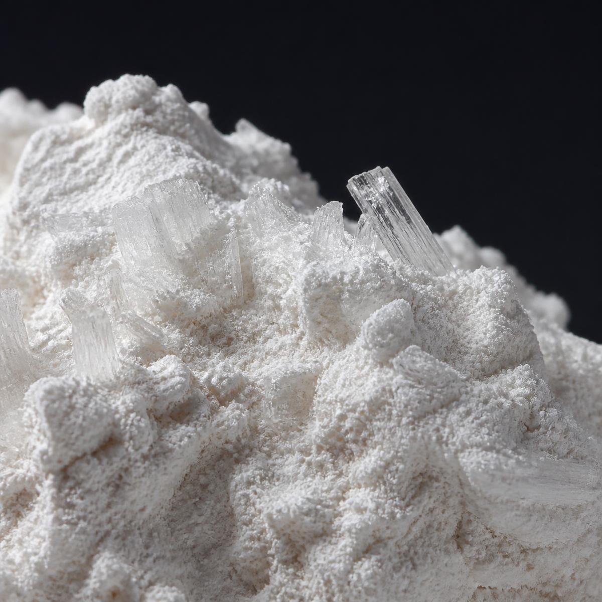 Macrofotografía de yeso agrícola en polvo